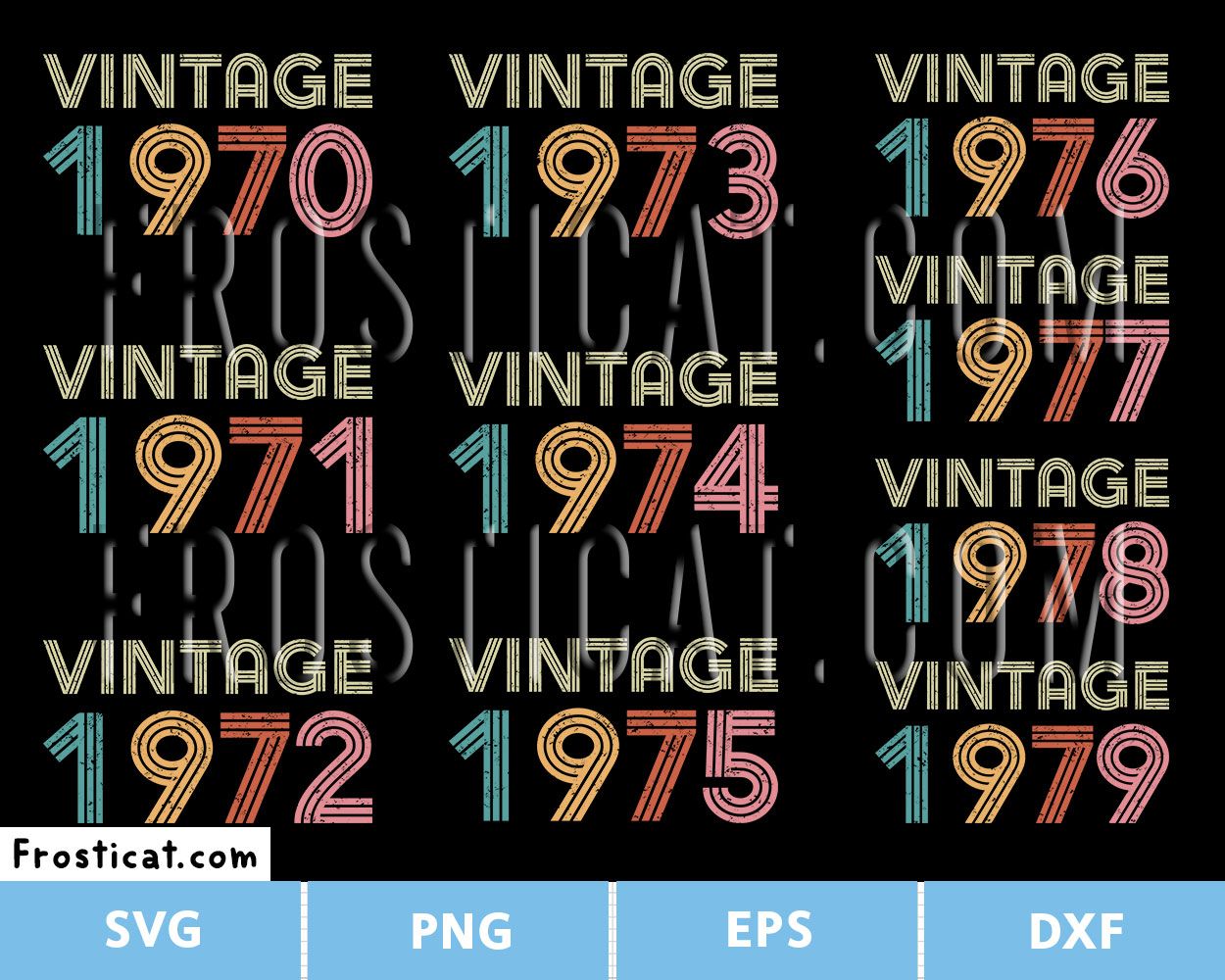 Vintage 1970 Svg Bundle, Birth Year Svg, Birthday Svg, 70s Svg