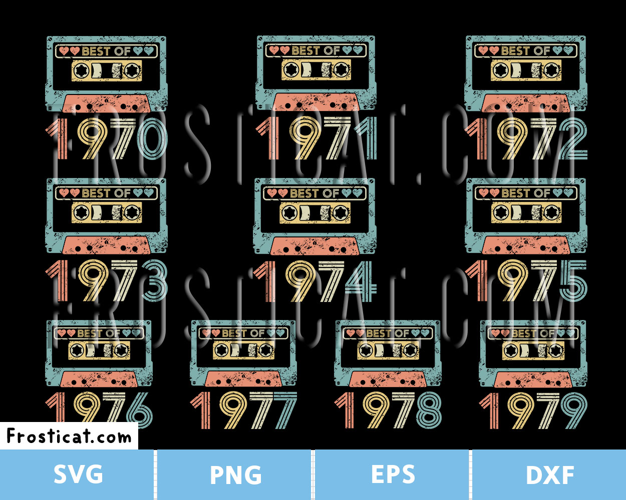 Best Of 1970 Cassette Tape Svg Bundle, Birth Year Svg