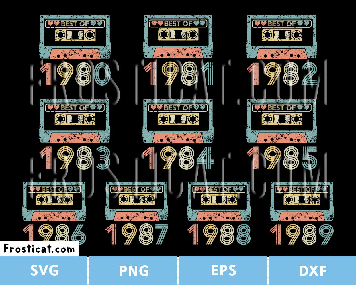 Best Of 1980 Cassette Tape Svg Bundle, Birth Year Svg