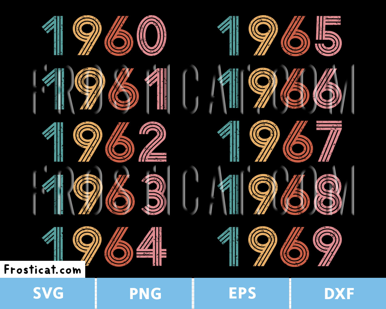 Vintage Birth Year 60s Svg Bundle, Birth Year Svg, Birthday Svg
