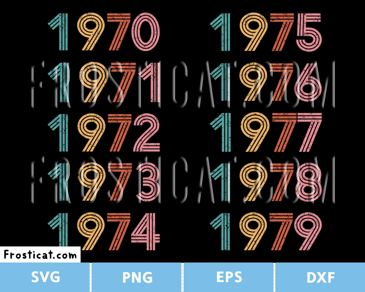 Vintage Birth Year 70s Svg Bundle, Birth Year Svg, Birthday Svg