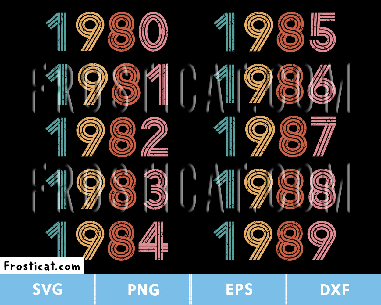 Vintage Birth Year 80s Svg Bundle, Birth Year Svg, Birthday Svg