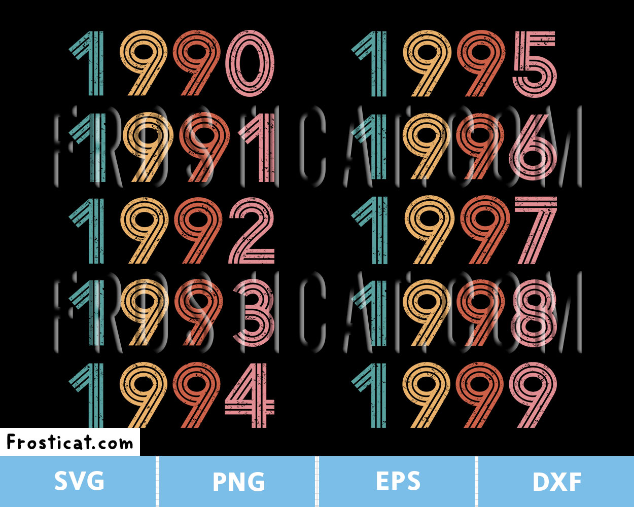 Vintage Birth Year 90s Svg Bundle, Birth Year Svg, Birthday Svg