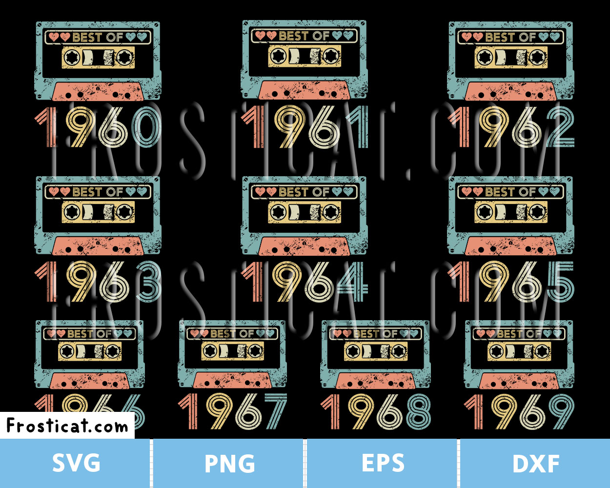 Best Of 1960 Cassette Tape Svg Bundle, Birth Year Svg