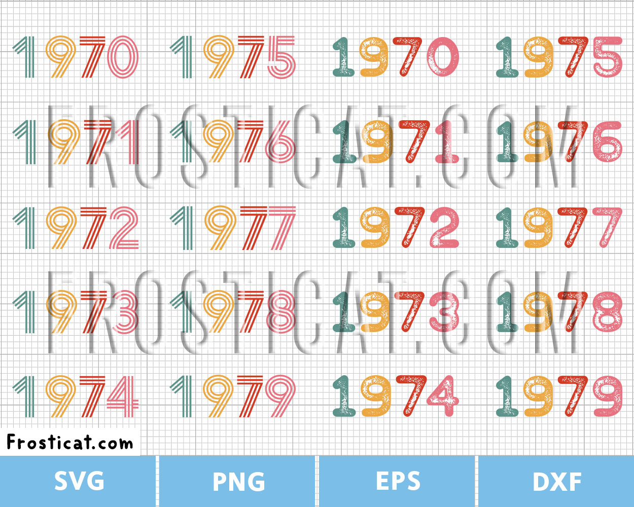 Vintage Birth Year Svg Bundle, Birthday Svg, 70s Svg