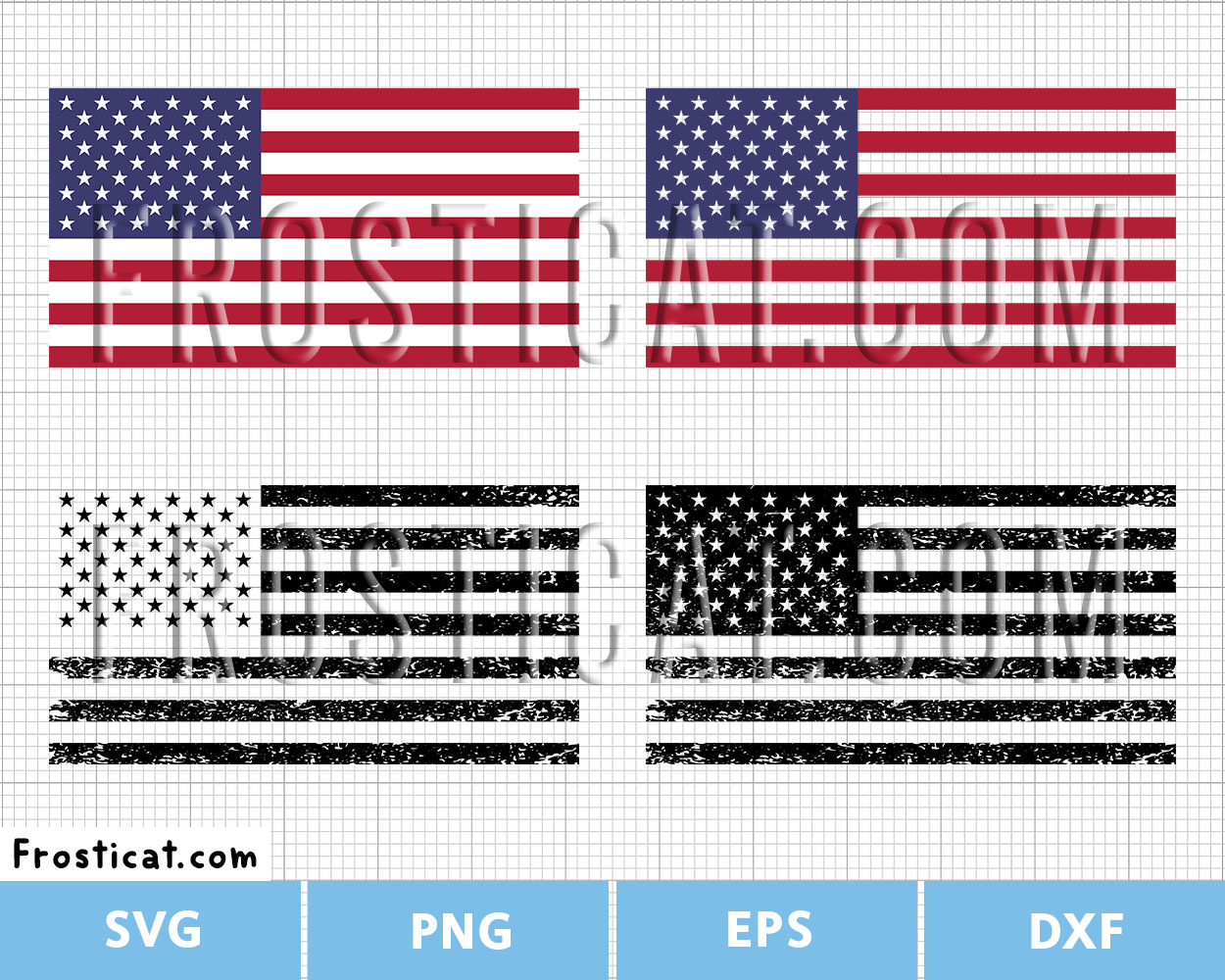 Distressed American Flag Svg Bundle, Distressed Flag, US Flag Svg