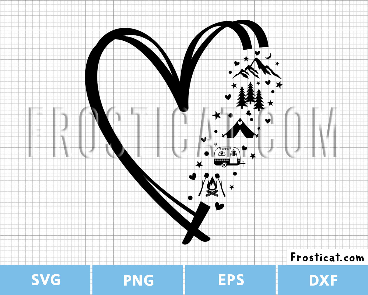 Happy Camper Heart Svg, Camping Svg, Adventure Svg