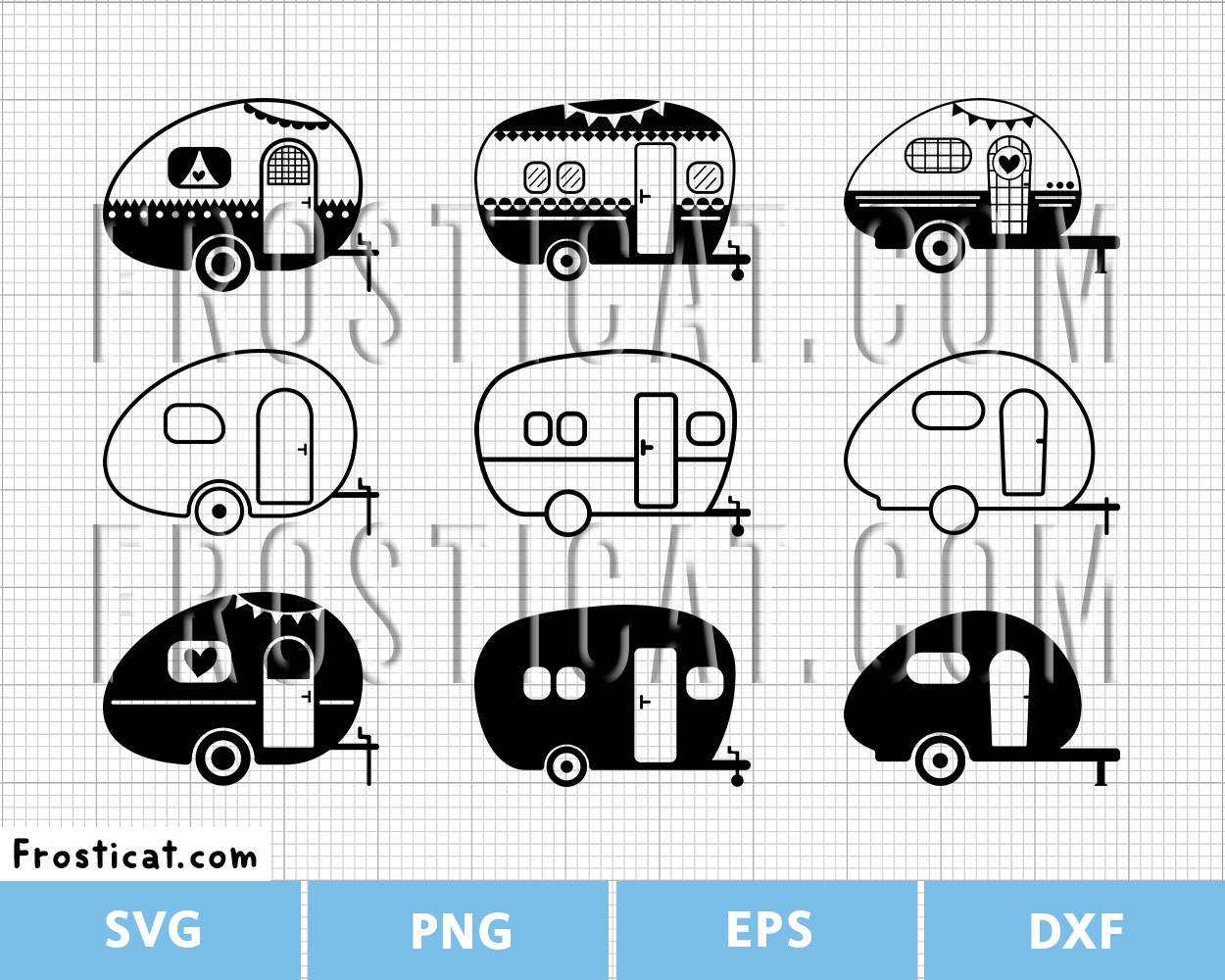 Caravan Camper Van Svg Bundle, Caravan Svg, Camping Svg