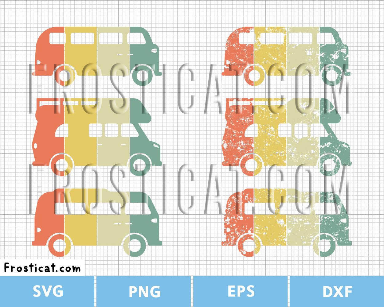 Distressed Vintage Camper Van Svg Bundle, Caravan Svg
