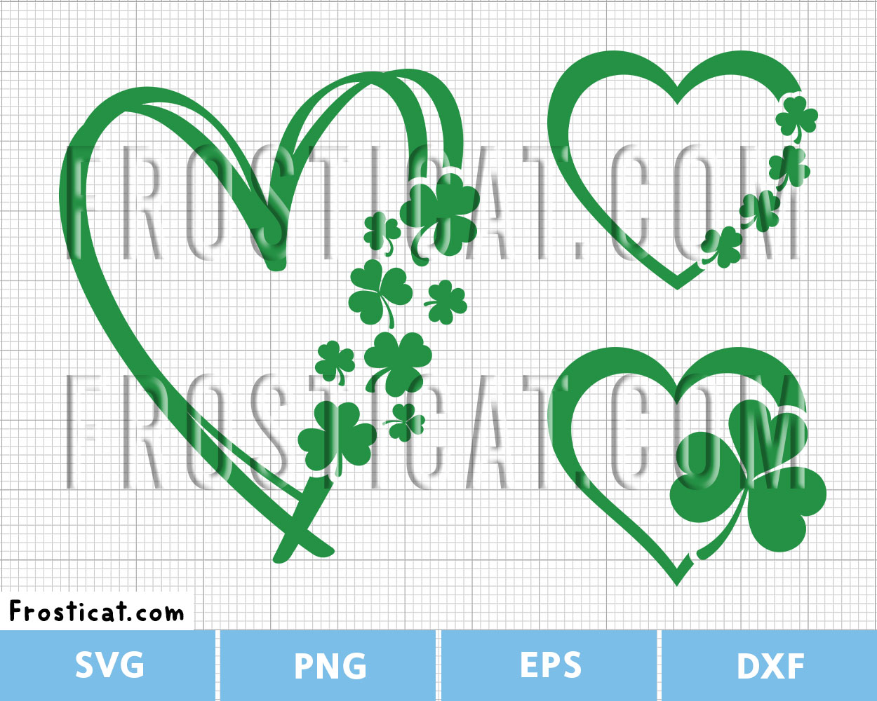 Shamrock Heart Svg Bundle, St Patricks Day Svg, Lucky Svg