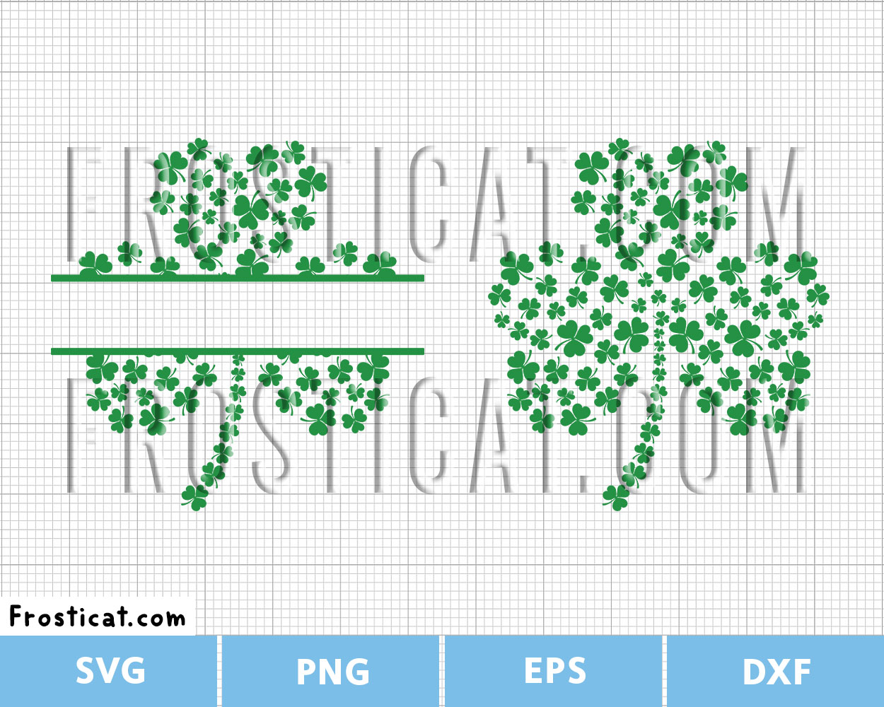 Clover Shamrock Monogram Svg Bundle, St Patricks Day Svg