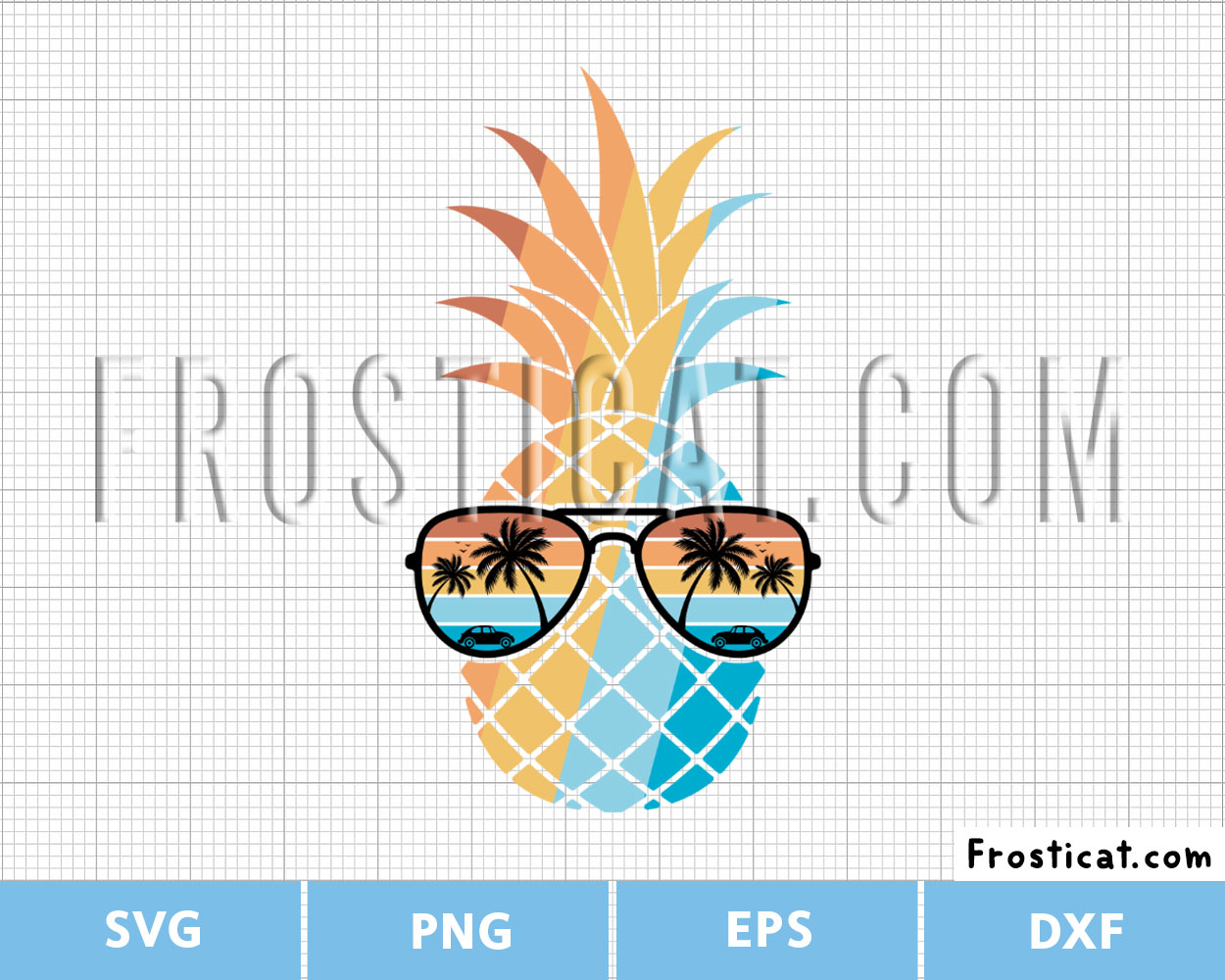Retro Pineapple Palm Tree Sunglasses Svg, Summer Svg