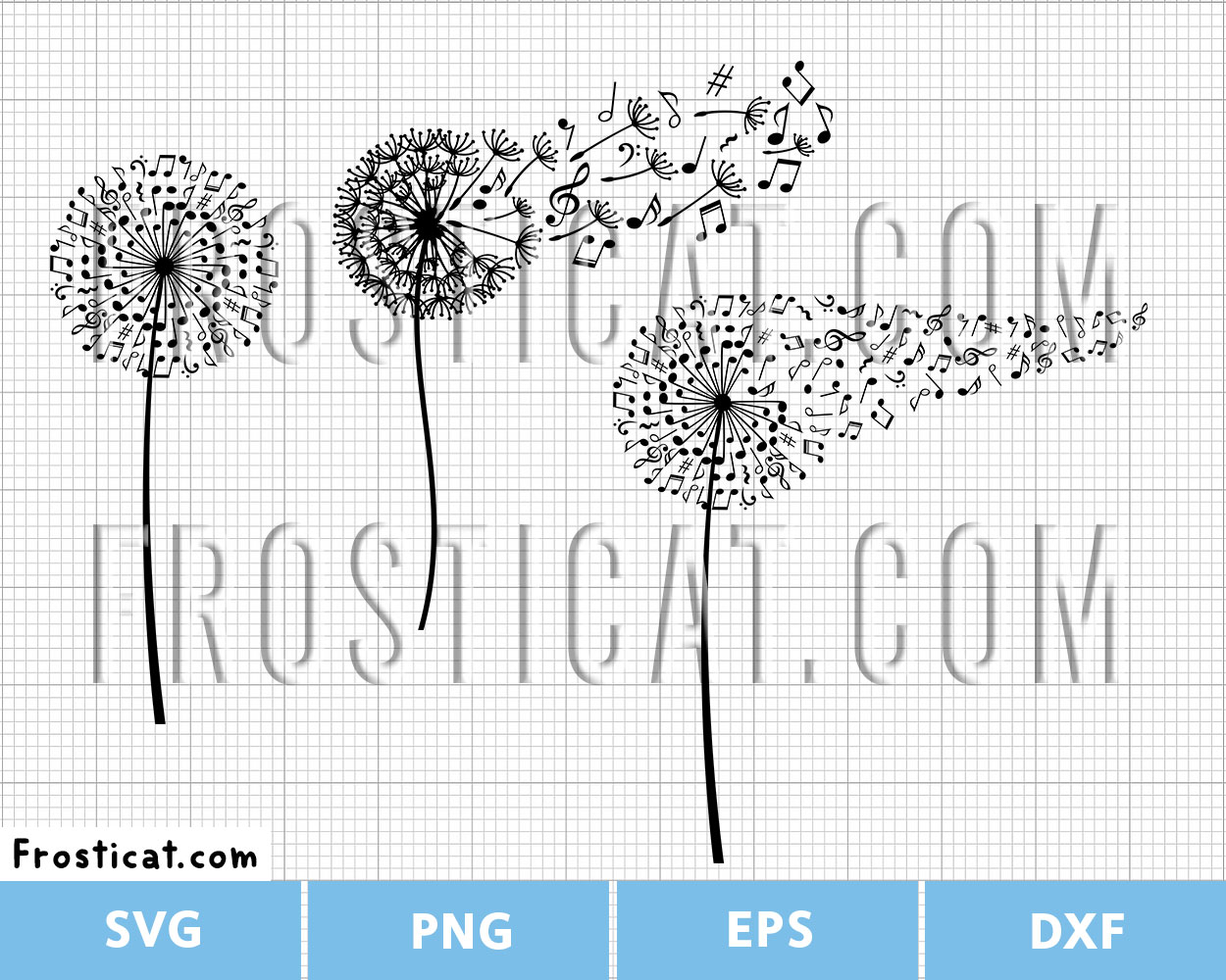 Dandelion With Music Notes Svg Bundle, Dandelion Wish Svg