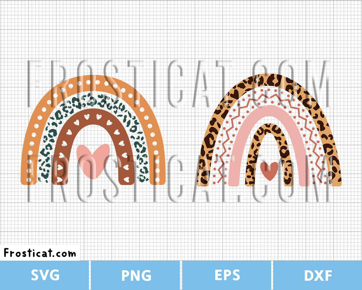 Leopard Boho Rainbow Svg Bundle, Rainbow Svg, Bohemian Svg