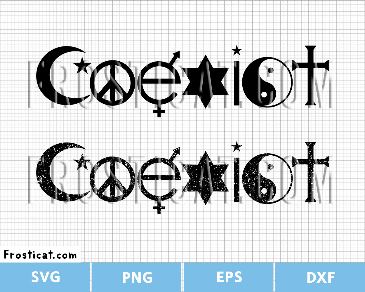 Coexist Svg, Peace Svg, Religion Svg, Christianity