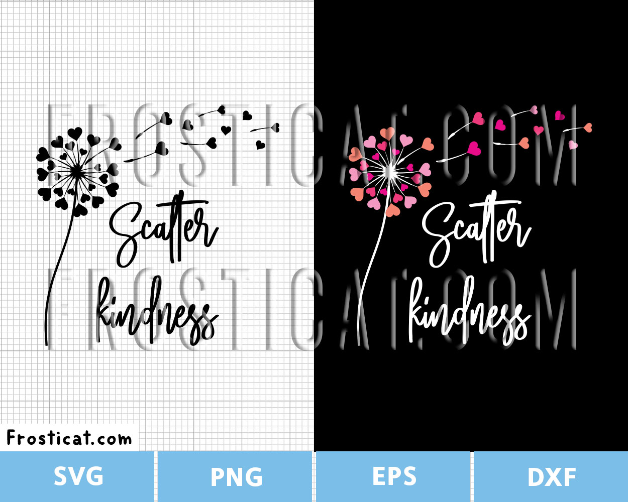 Scatter Kindness Svg, Dandelion Svg, Positive Quote Svg