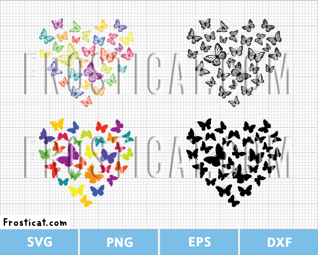 Colorful Butterflies Heart Svg Bundle, Butterfly Svg, Love Svg
