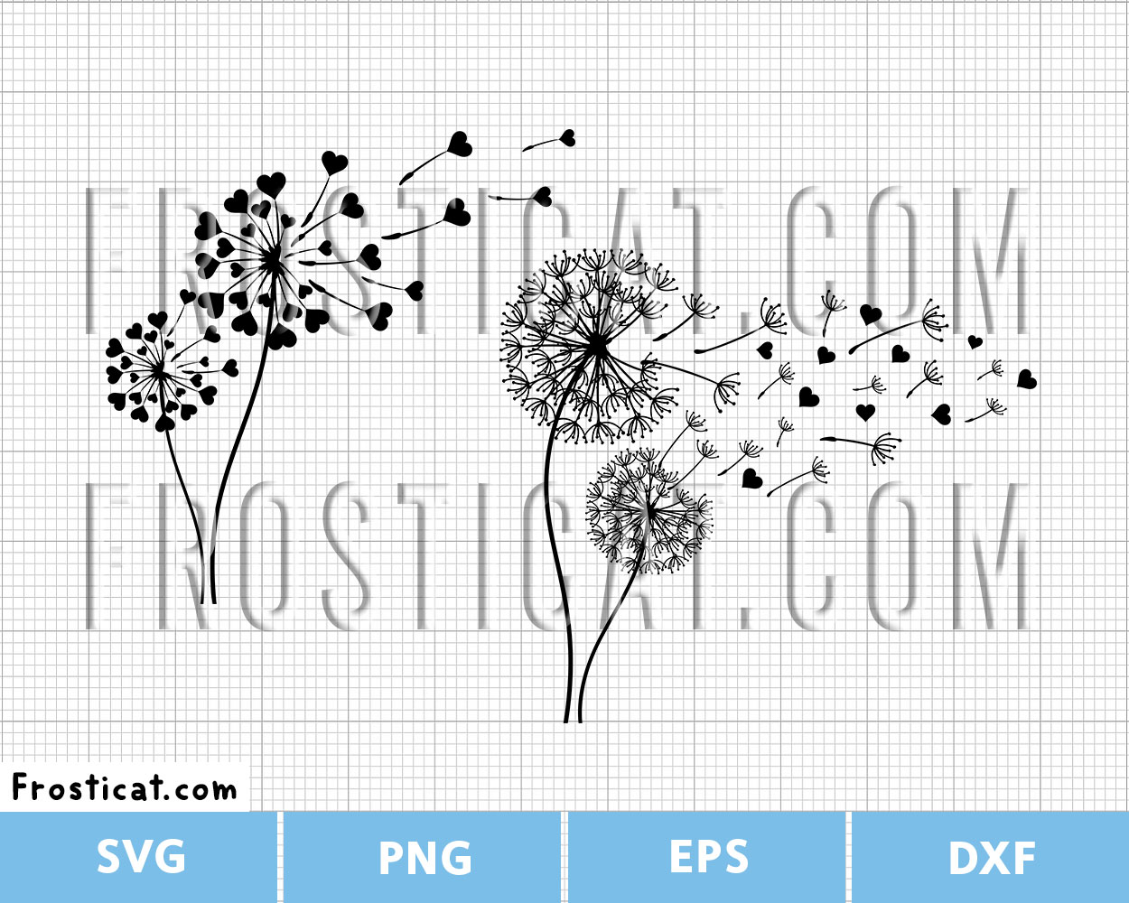Dandelion Flower Valentine Svg Bundle, Valentines Day Svg