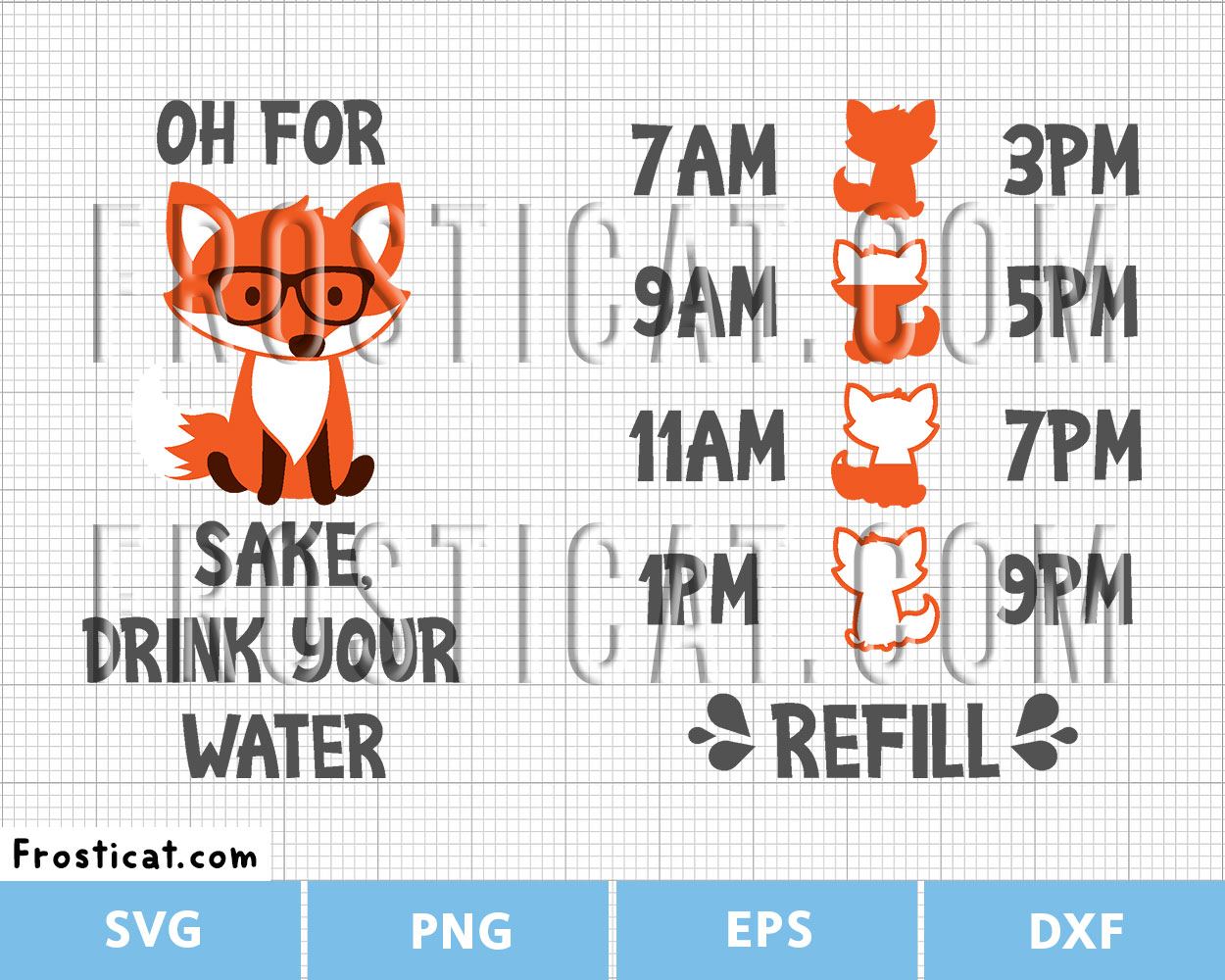 Oh For Fox Sake Drink Your Water Svg, Water Tracker Svg