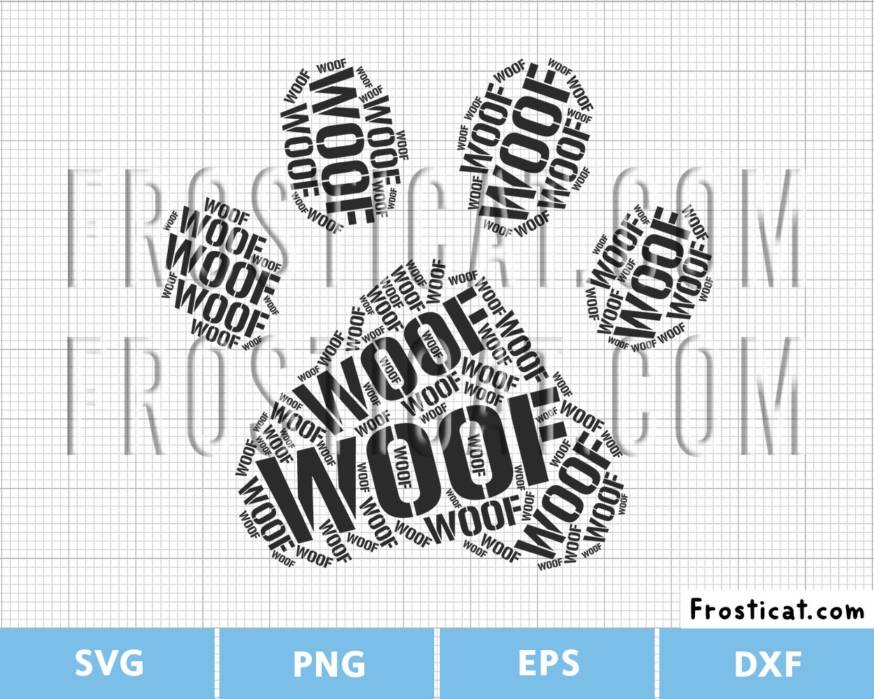 Paw Print Woof Word Art Svg, Dog Svg, Puppy Svg
