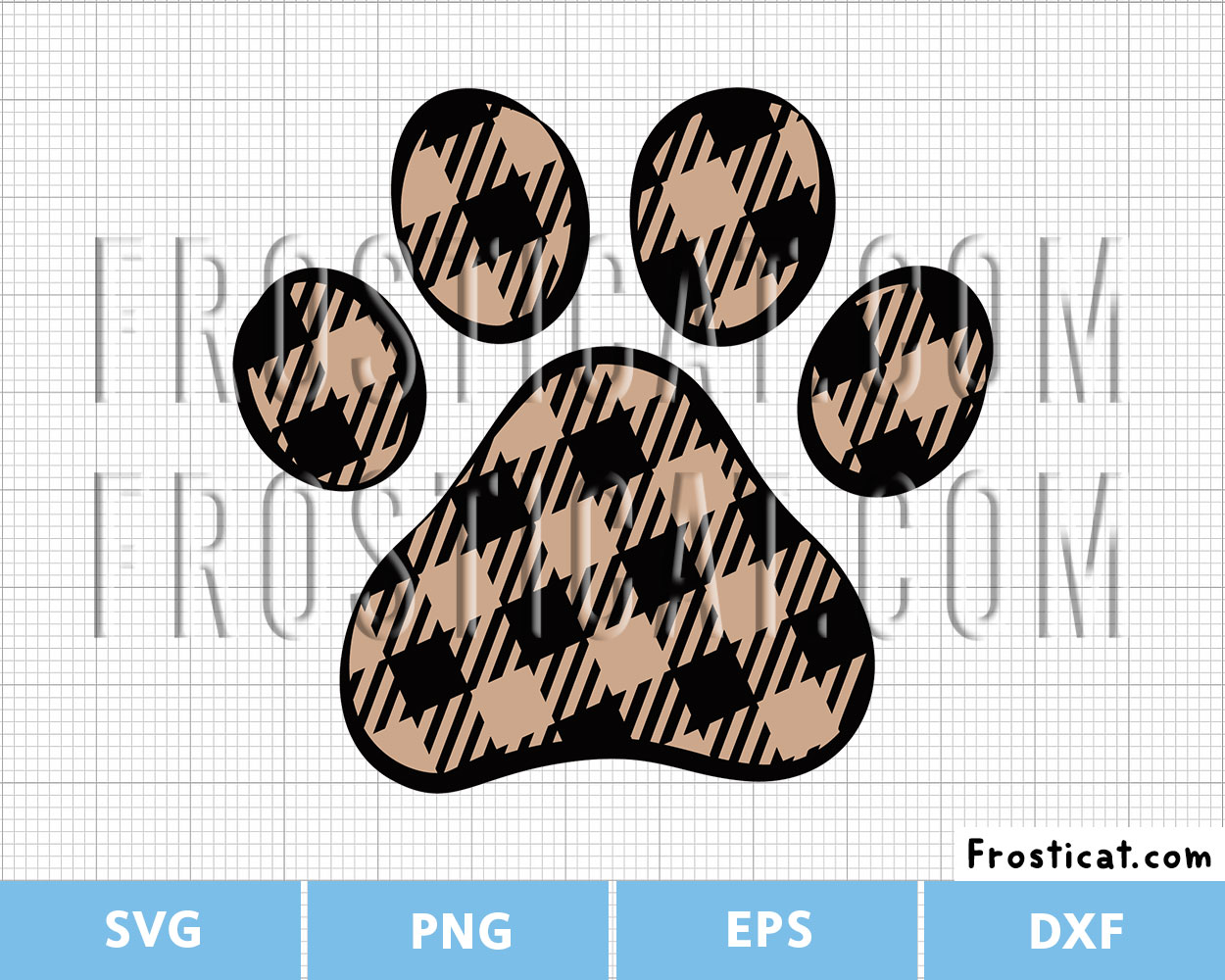Buffalo Plaid Pattern Dog Paw Print Svg, Dog Svg, Puppy Svg
