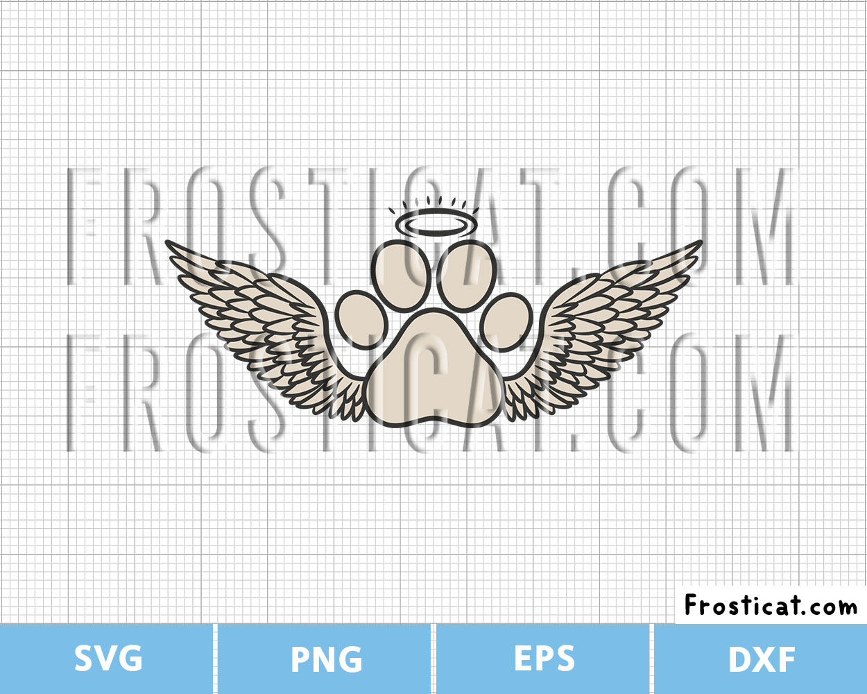 Dog Paw Print Angel Wings Svg, Pet Tribute Svg, Pet Loss Svg