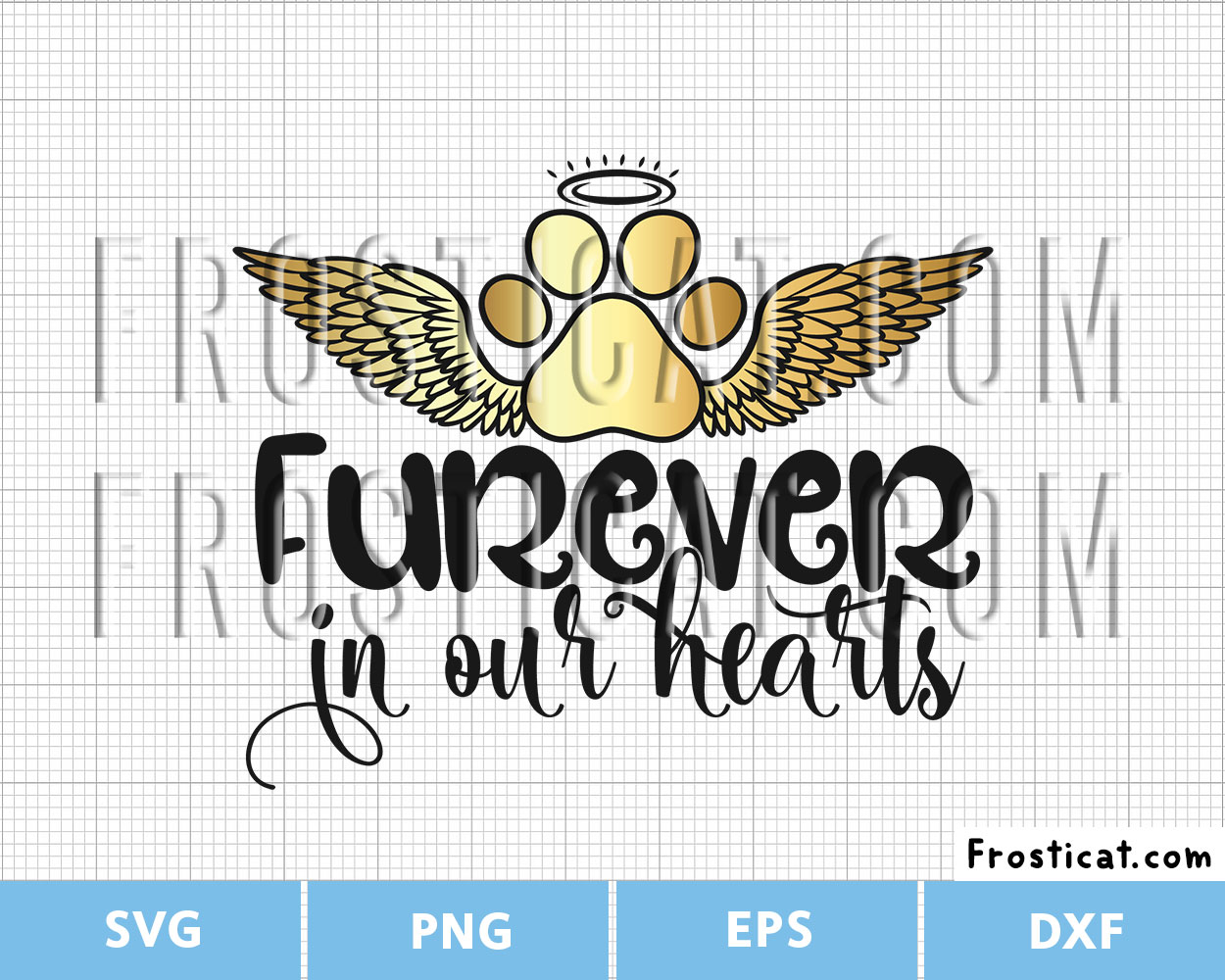 Furever In Our Hearts Svg, Paw Print Angel Wings Svg