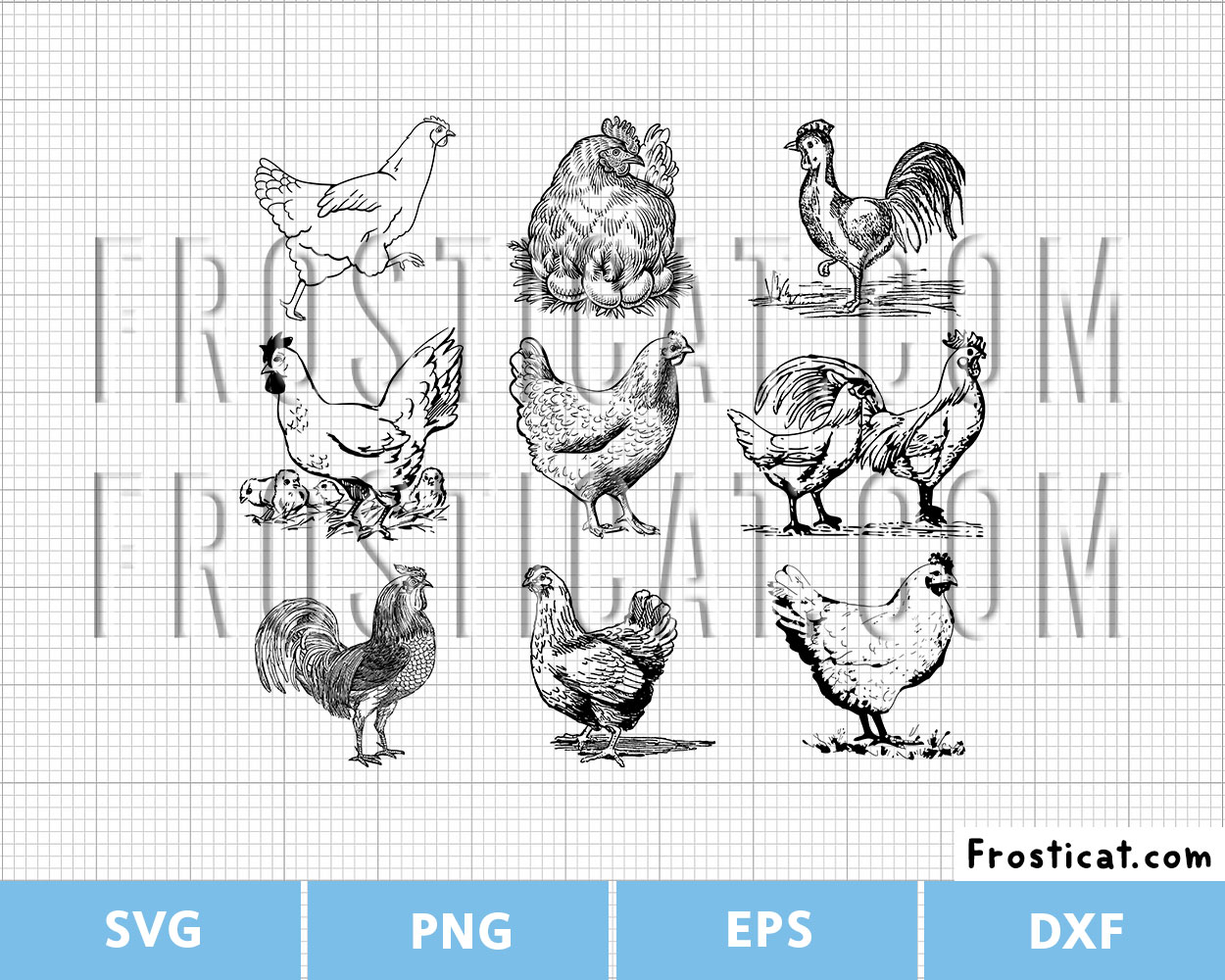 Funny Crazy Vintage Chickens Svg, Rooster Svg