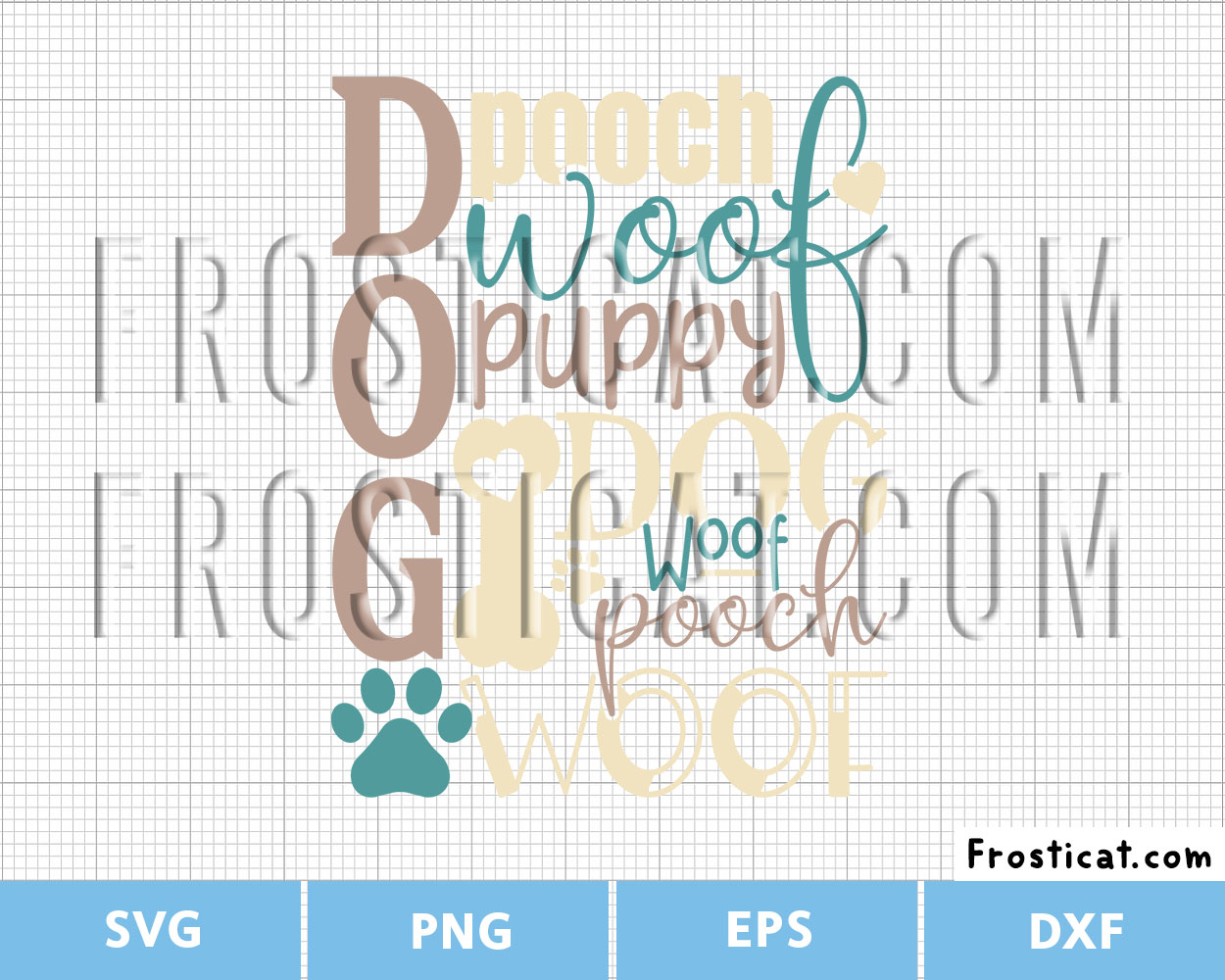 Dog Puppy Woof Svg, Dog Word Art Svg, Dog Mom Svg