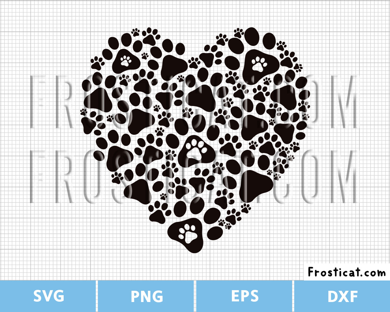 Paw Print Heart Svg, Dog Paw Svg, Cat Paw Svg, Love Svg