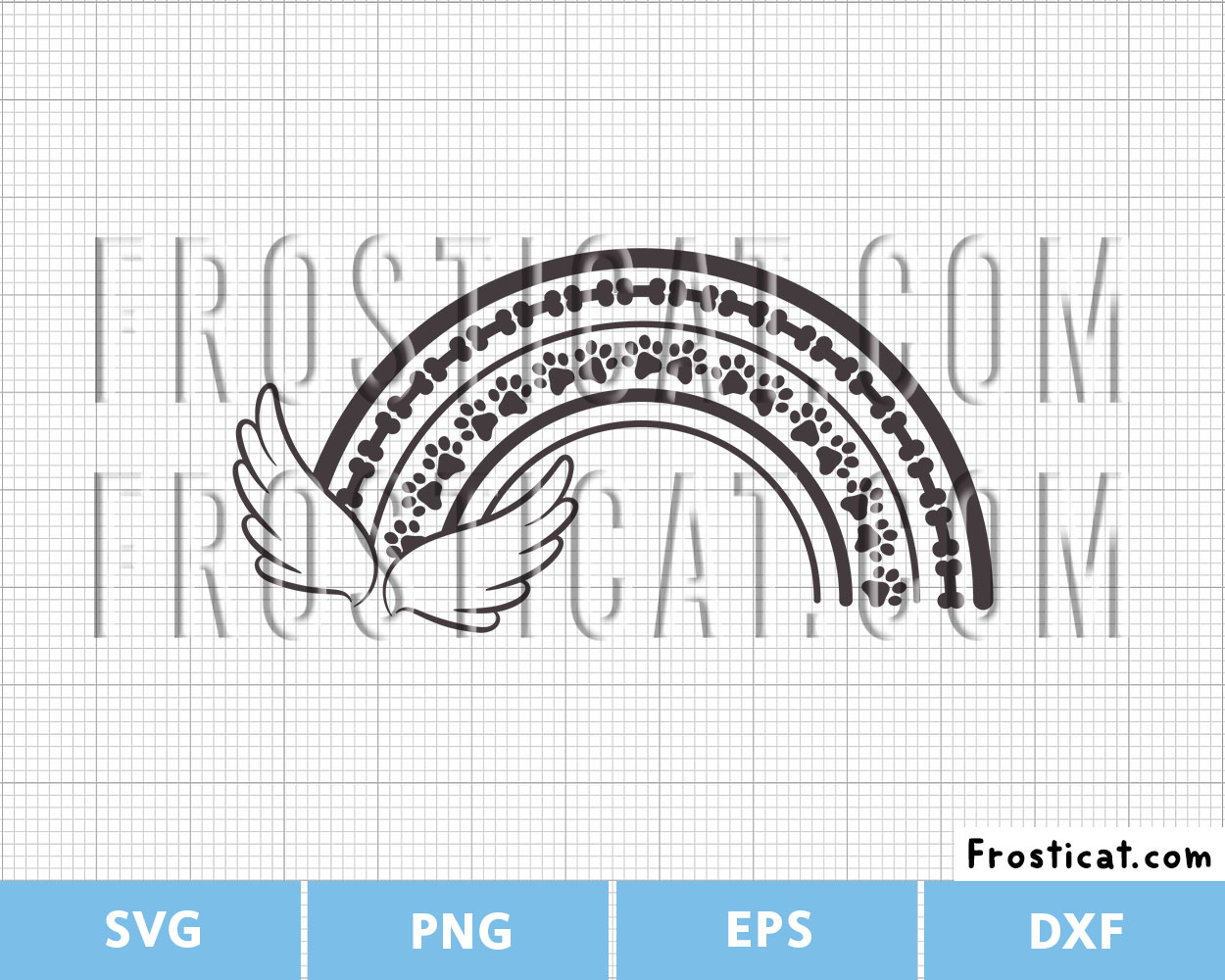 Dog Remembrance Rainbow Angel Wings Svg, Dog Loss Svg