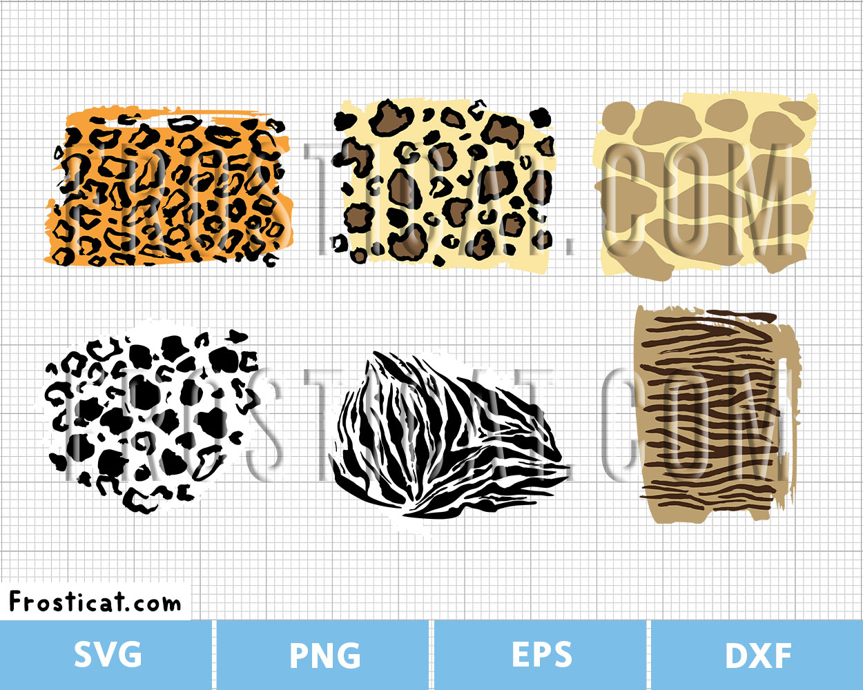 Animal Print Brush Stroke Svg Bundle, Leopard Print Svg