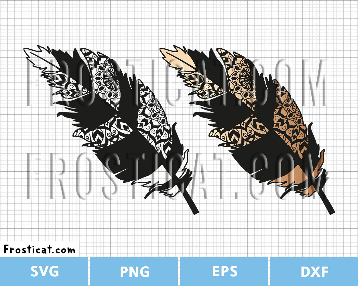 Zentangle Boho Feather Svg, Feather Svg, Feather Clipart