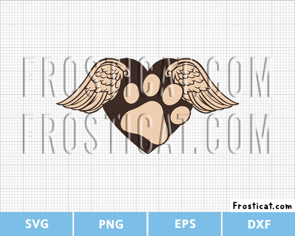 Heart Paw Print Dog With Angel Wings Svg, Dog Remembrance