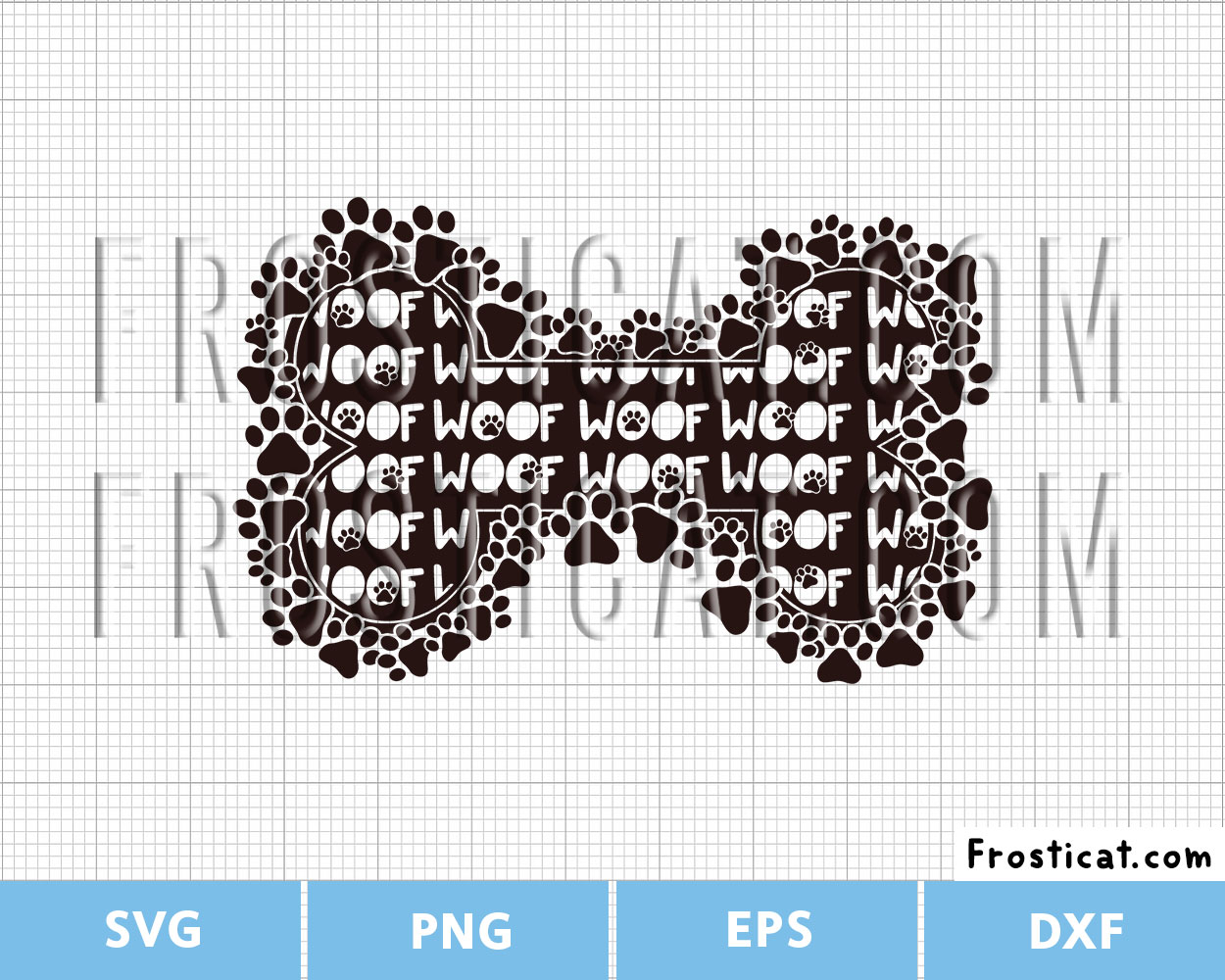 Woof Dog Bone Paw Print Svg, Dog Svg, Puppy Svg, Woof Svg