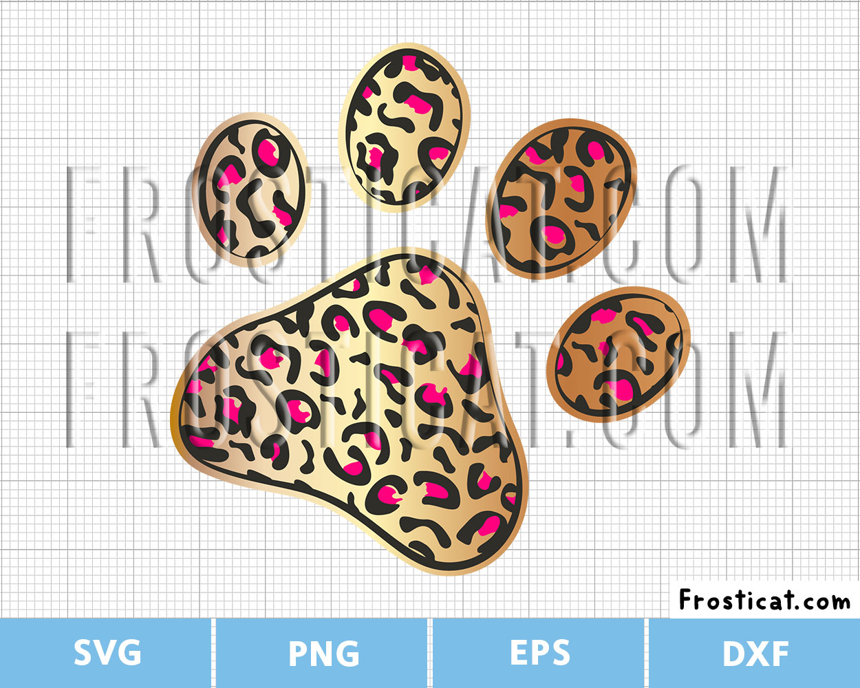 Pink Leopard Print Paw Print Svg, Paw Print Svg, Dog Paw Svg