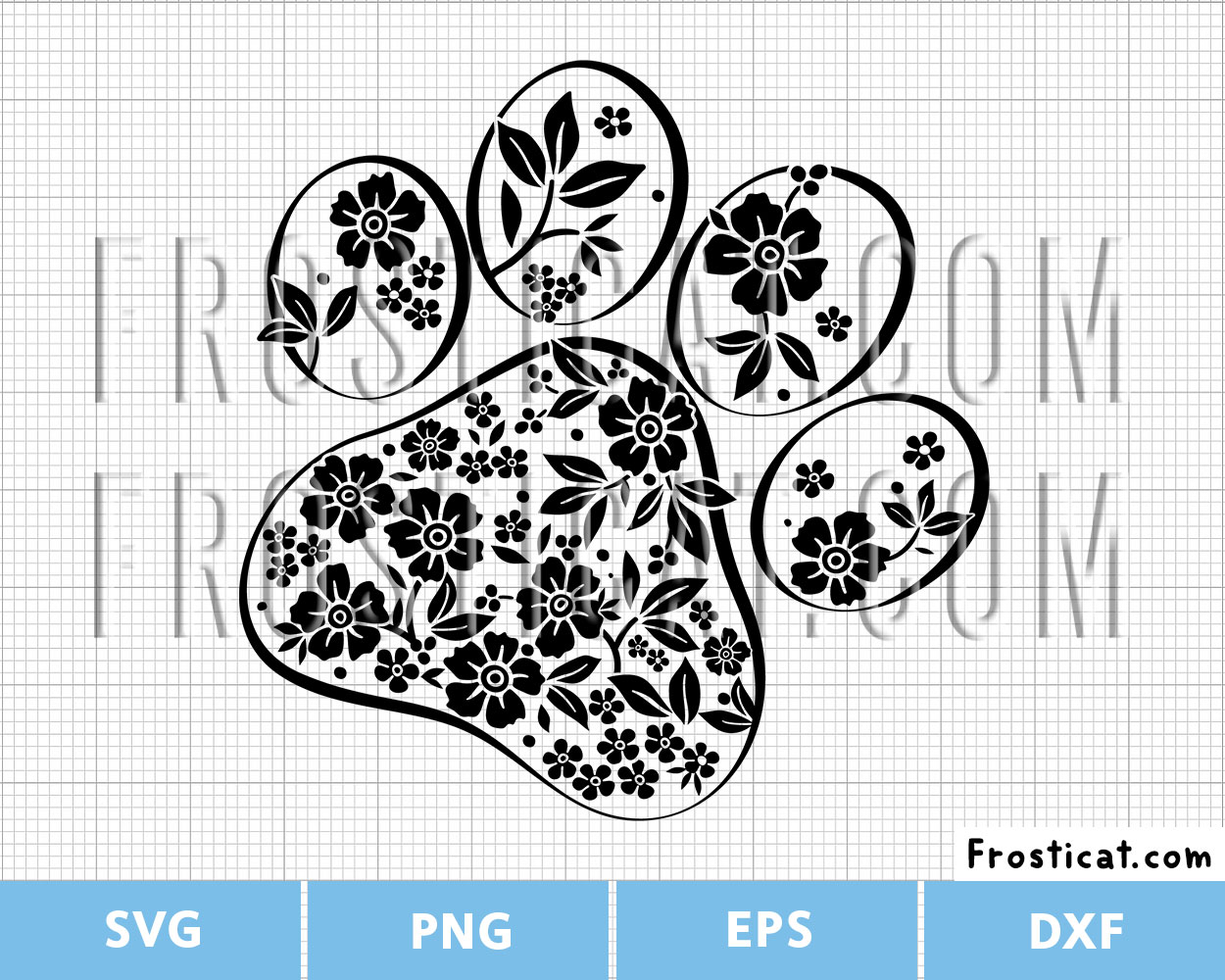Floral Paw Print Svg, Paw Print Svg, Dog Paw Svg