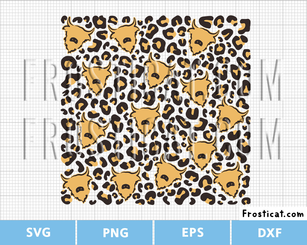 Highland Cow Leopard Print Svg, Highland Cow Background