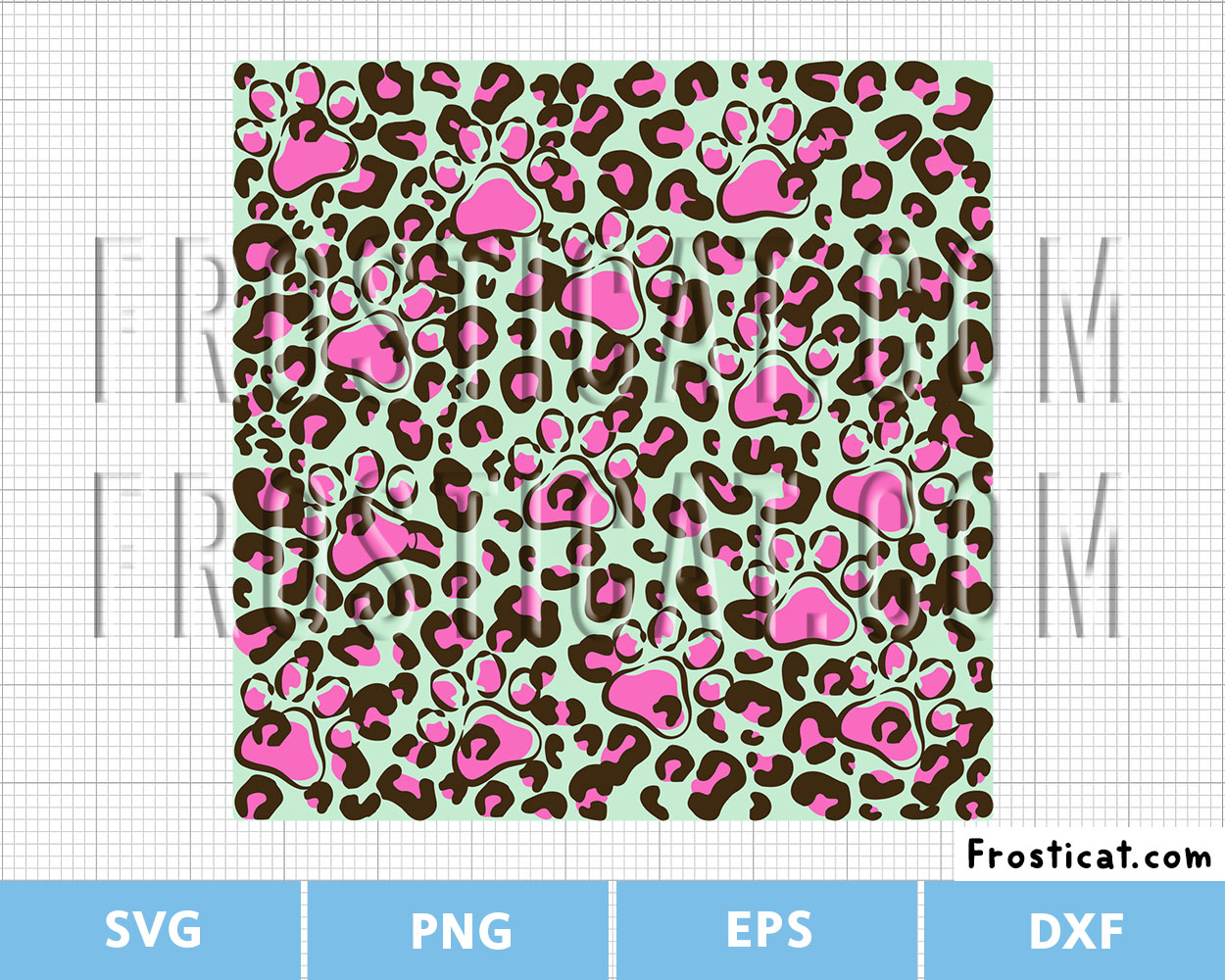 Paw Print Pink Leopard Print Svg, Paw Print Svg, Dog Paw Svg