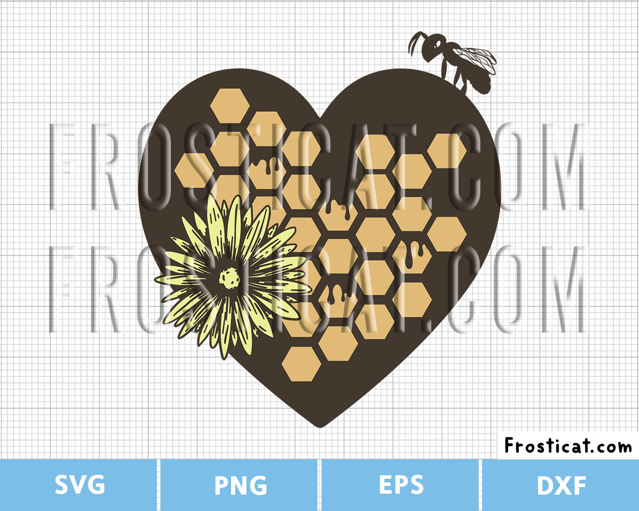 Bumble Bee Honeycomb Heart Svg, Bee Hive Svg, Bee Svg