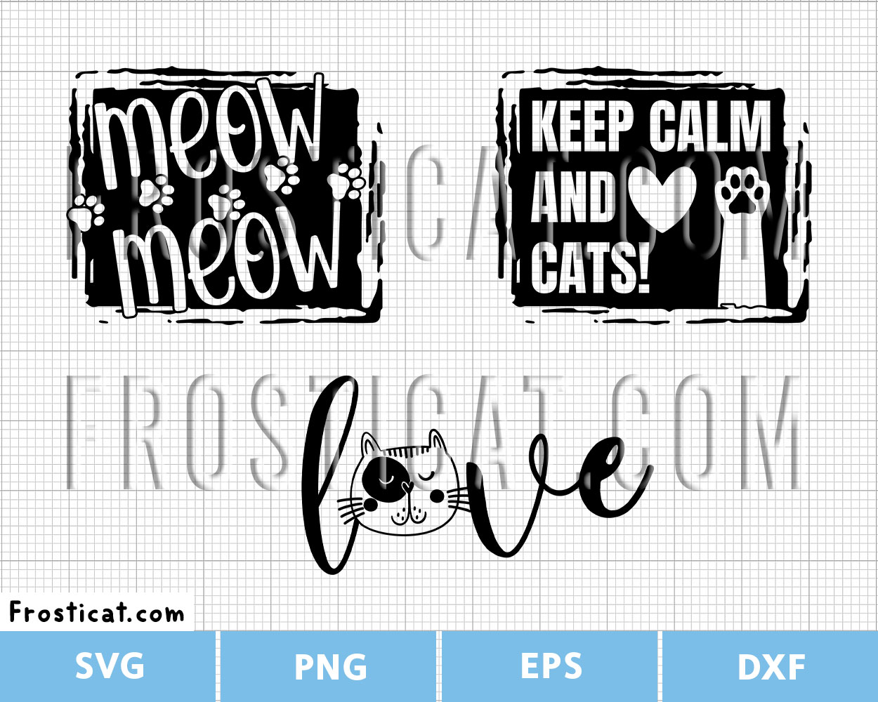Love Cat Svg Bundle, Keep Calm And Love Cats Svg, Meow Svg
