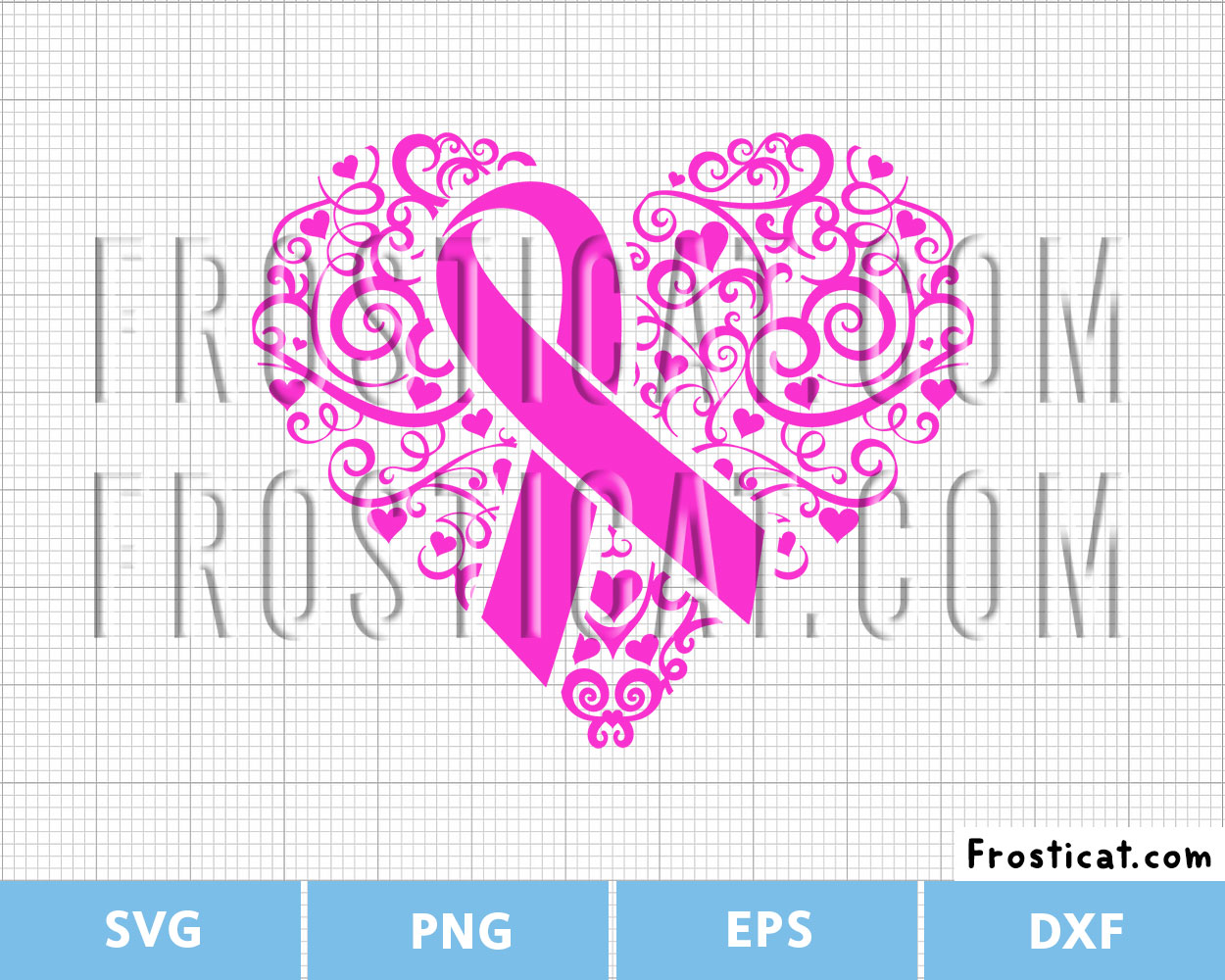 Breast Cancer Ribbon Heart Svg, Pink Ribbon Svg