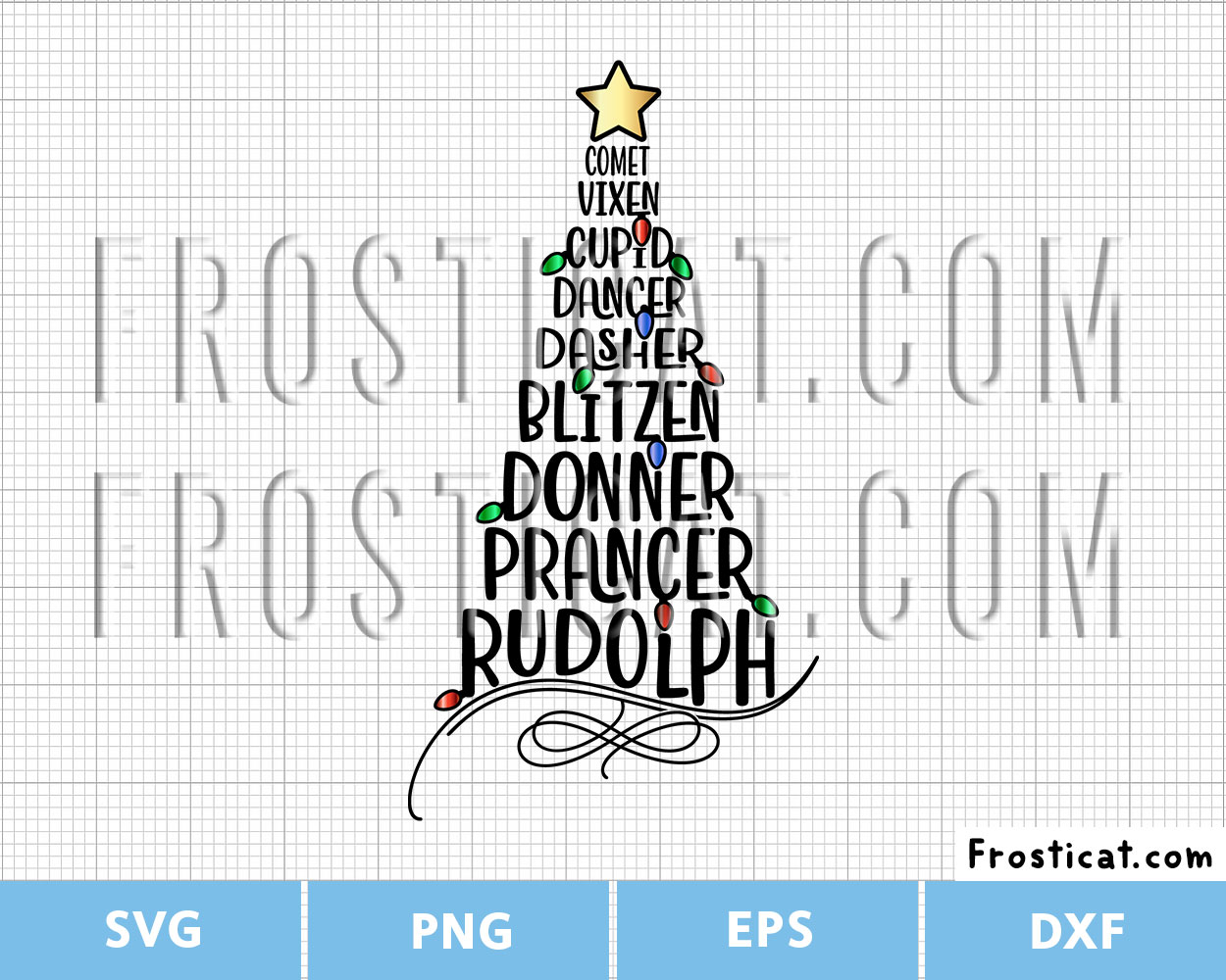 Reindeer Names Christmas Tree Svg, Christmas Svg