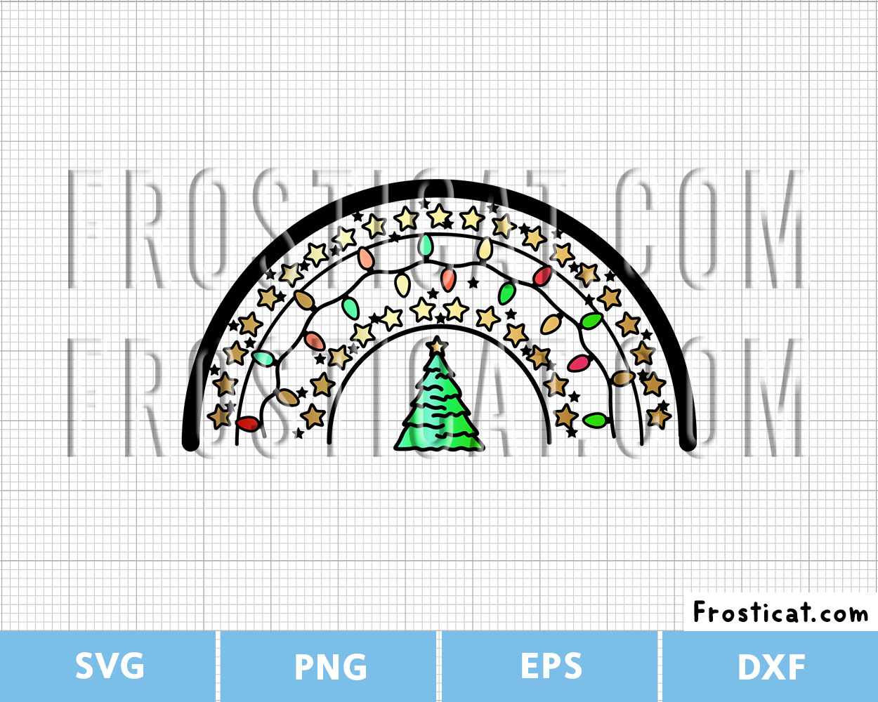Christmas Lights Rainbow Svg, Christmas Svg
