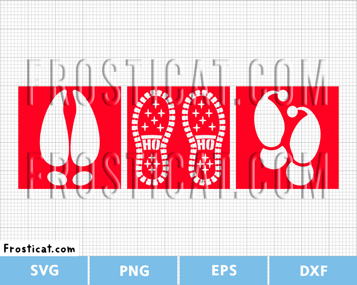 Christmas Footprint Flour Stencils Svg Bundle, Santa Footprint Svg
