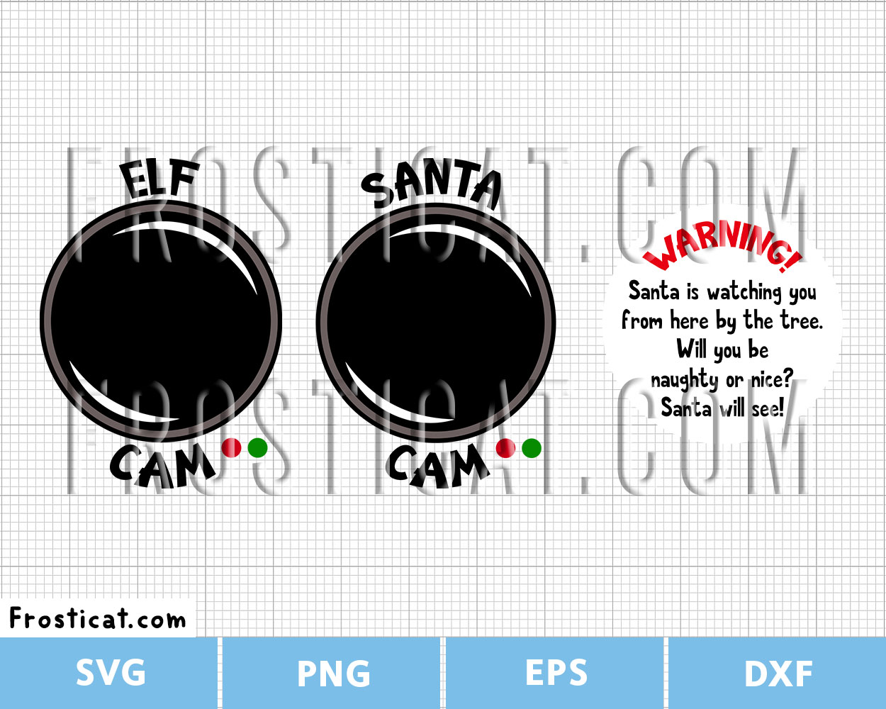 Santa Cam Elf Cam Warning Svg Bundle, Christmas Svg