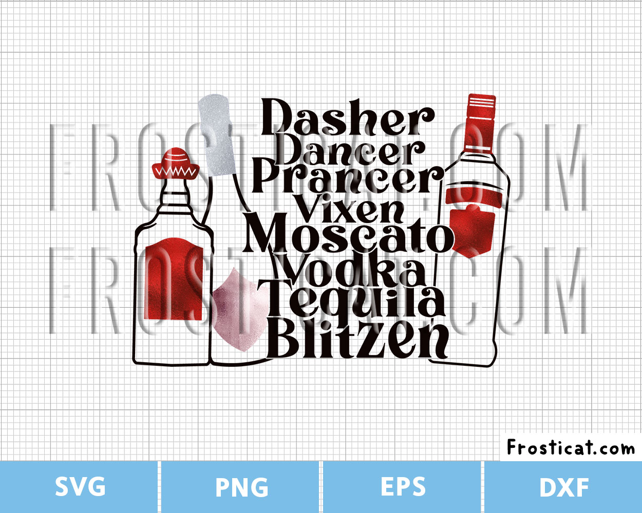 Dasher Dancer Funny Alcohol Christmas Svg, Reindeer Svg