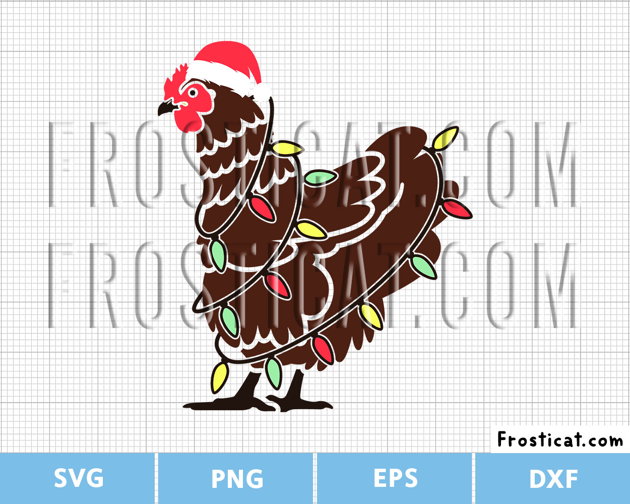 Chicken With Santa Hat And Christmas Light Svg, Christmas Svg