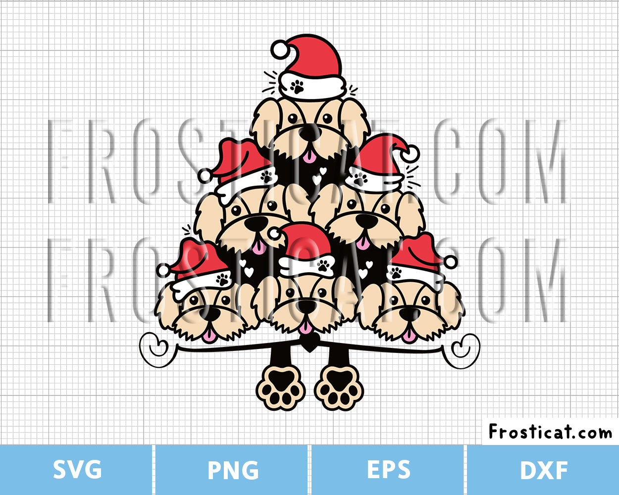 Dog Wearing Santa Hat Christmas Tree Svg, Christmas Svg