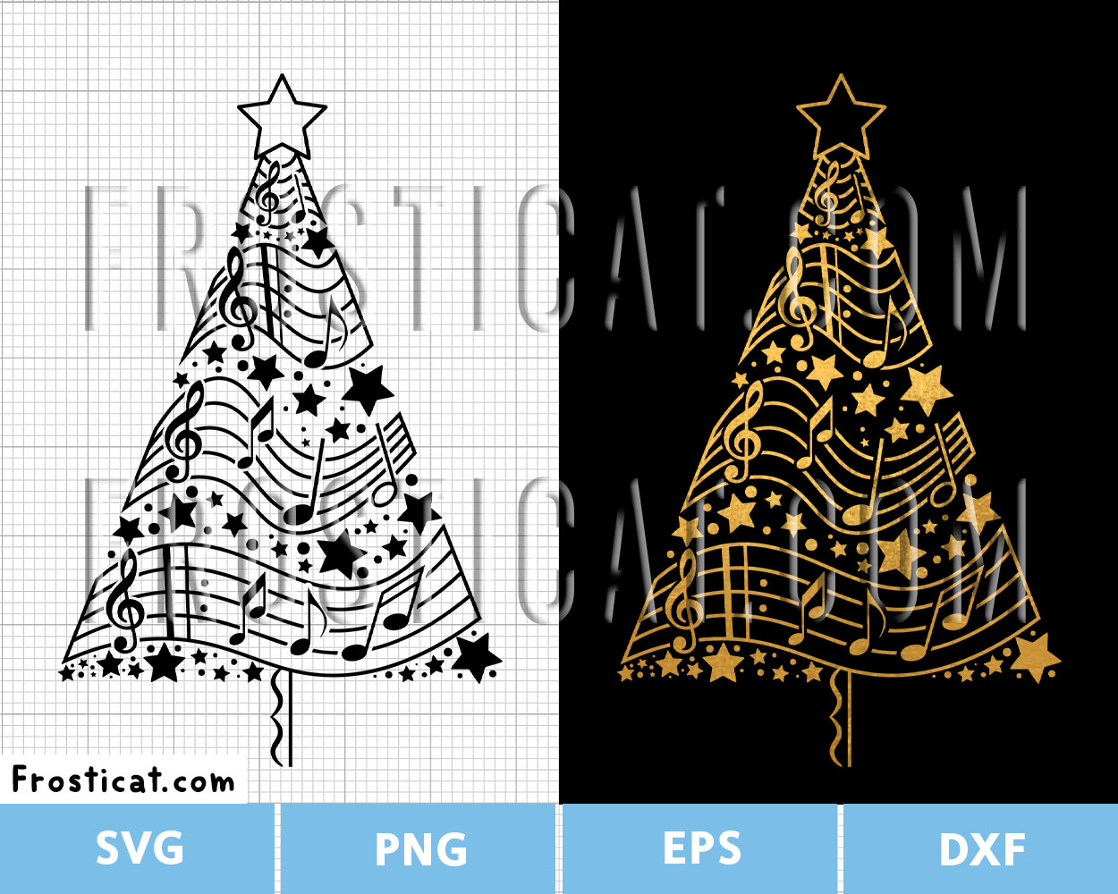 Musical Notations Christmas Tree Svg, Christmas Svg